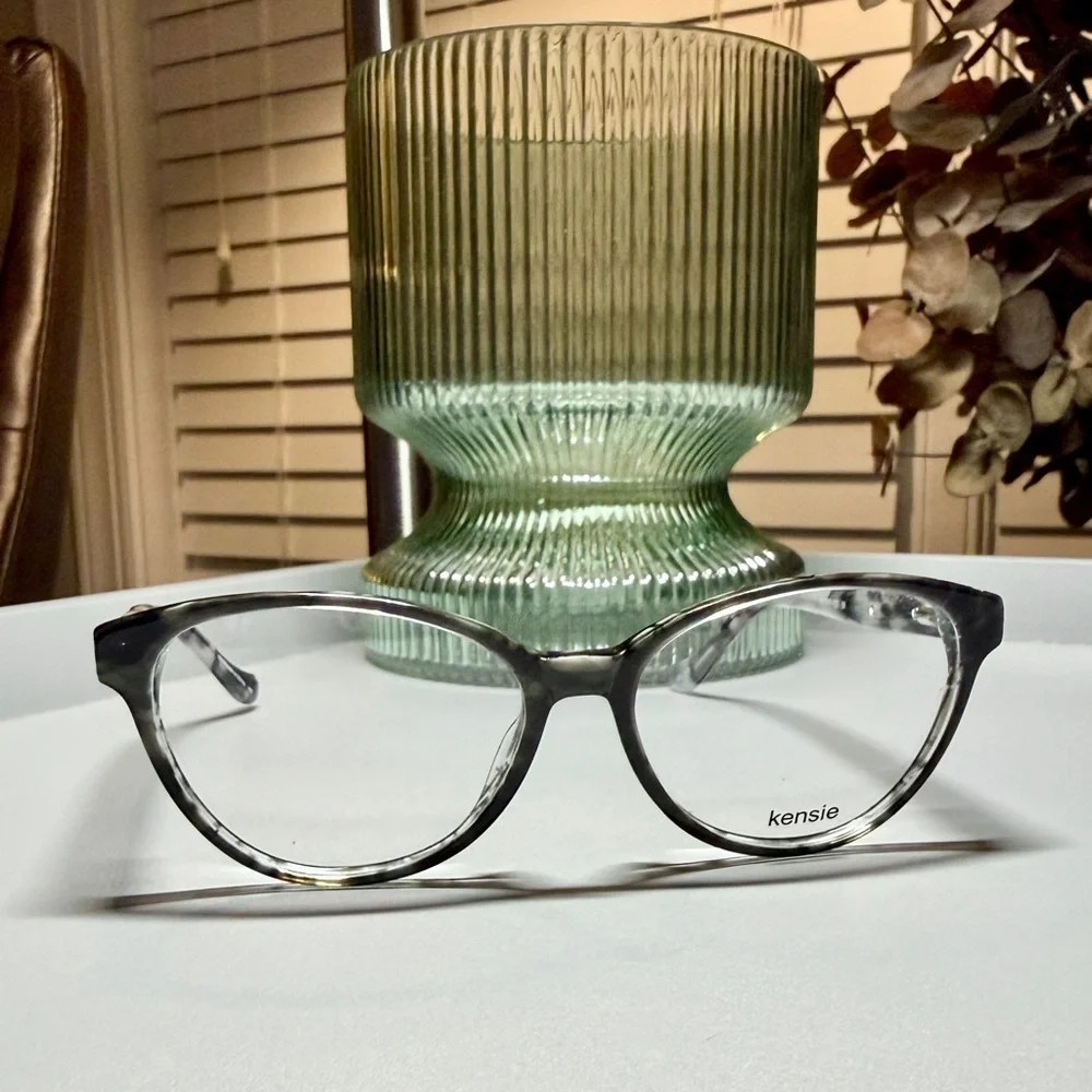 KENSIE “Stellar” Frames Cateye Black/Gray Granite Eyeglasses Demo 51-15-135 NWT